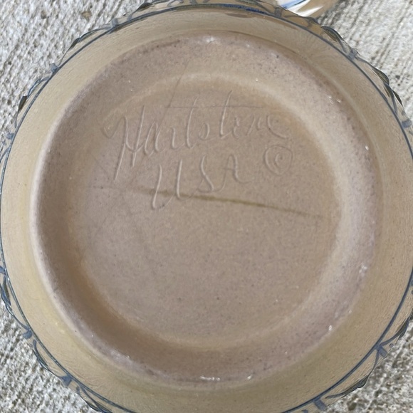 Hartstone Feather Pottery Sugar Dish Bowl Primitive Handmade USA Honey - Picture 4 of 4